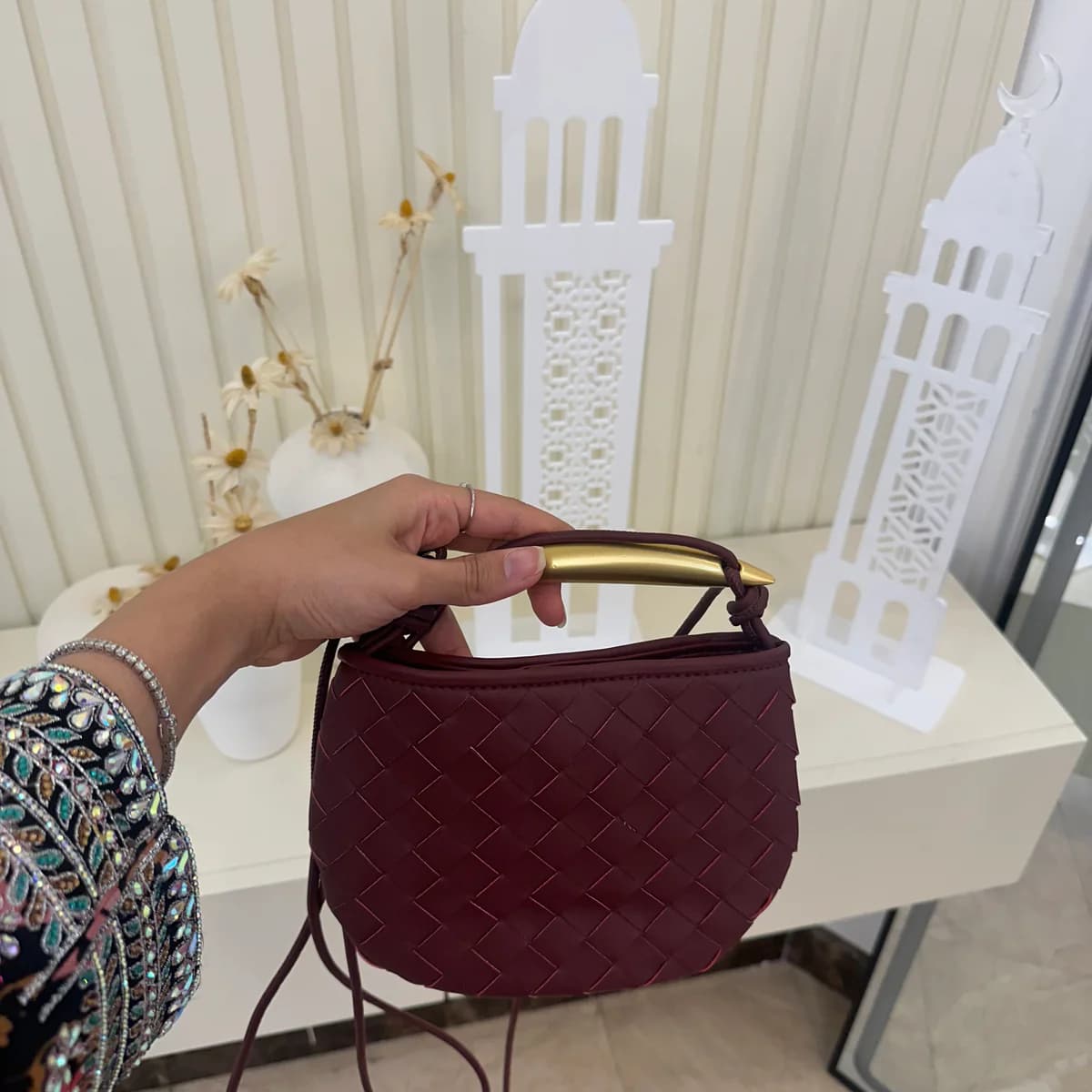 Bottega Sardine Mini Bag - Maroon