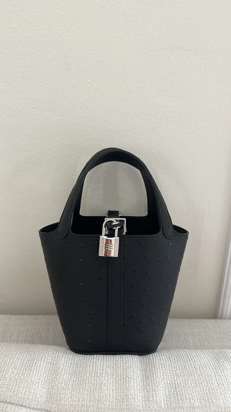 Picotin Ostrich Bag - Black