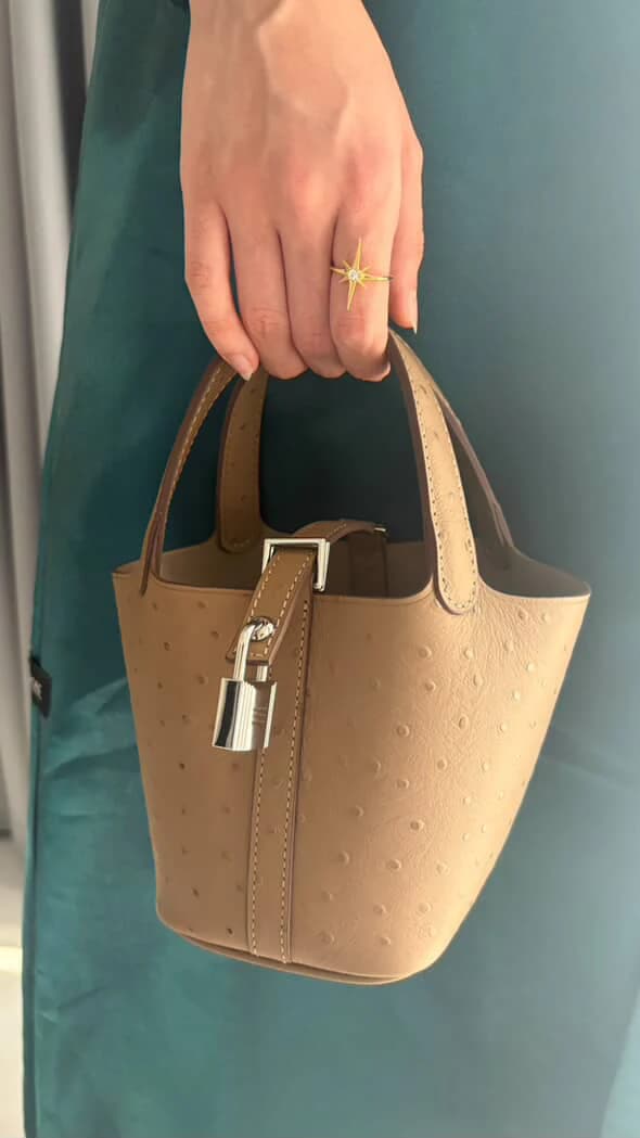 Picotin Ostrich Bag - Khaki